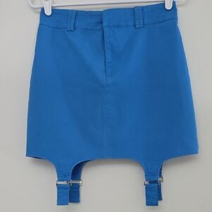 Blue Mini Skirt with Suspender Details
